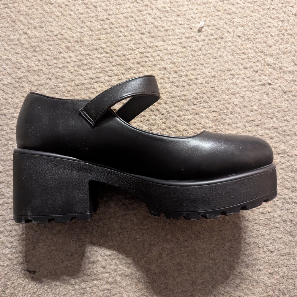 Black Mary Jane Platform Shoes - Wide Fit